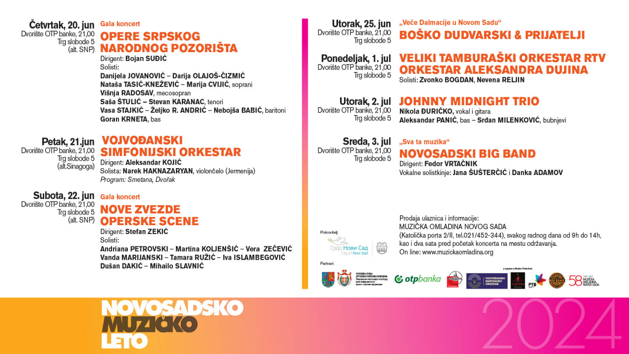 „Novosadsko muzičko leto“ od 20. juna do 03. jula 2024. godine