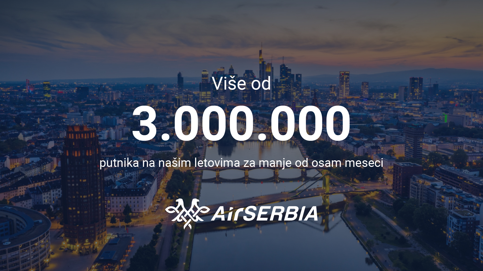Tri miliona putnika “Er Srbije” za manje od osam meseci